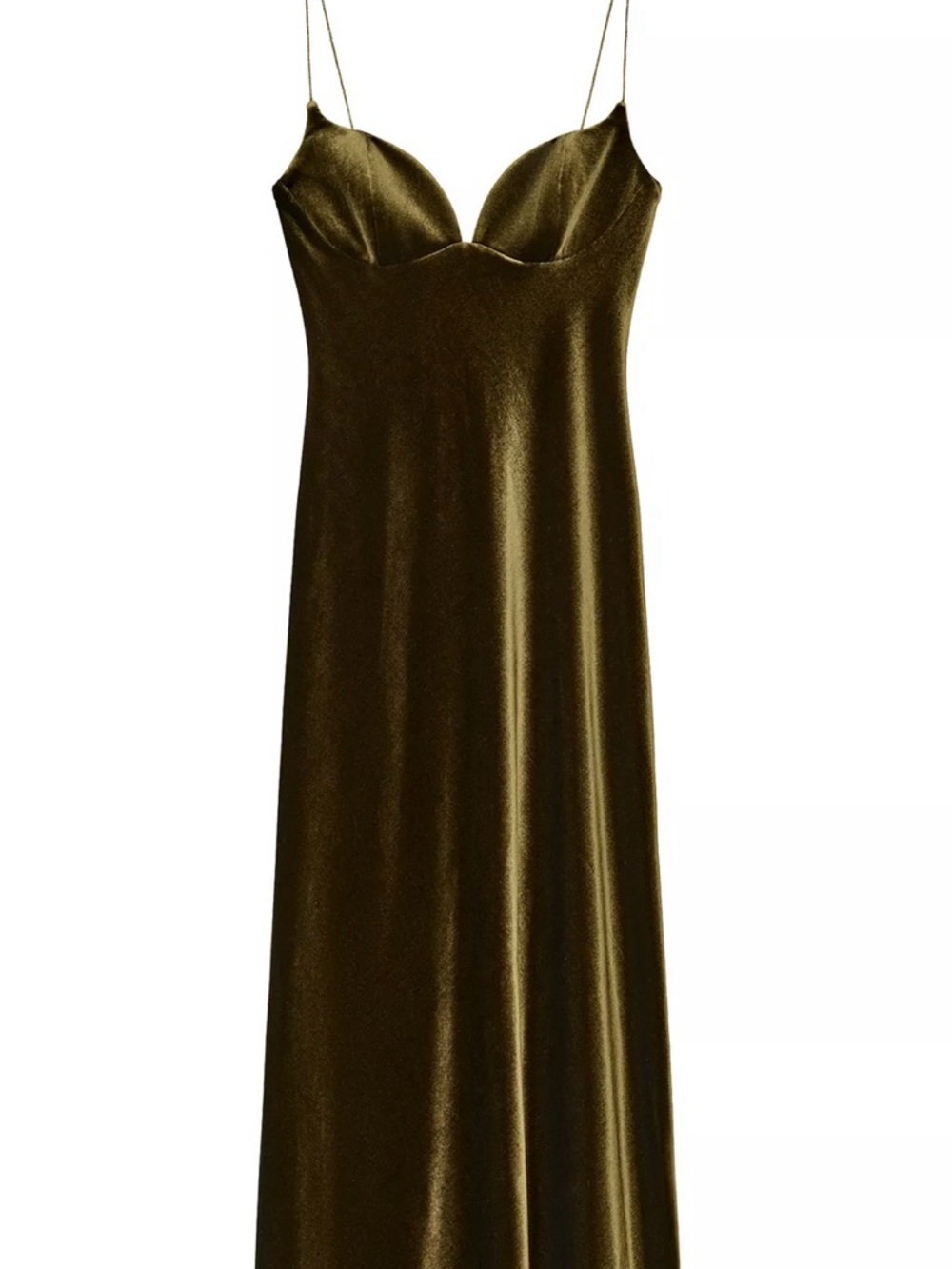 Zara Olive Green Satin Maxi Dress